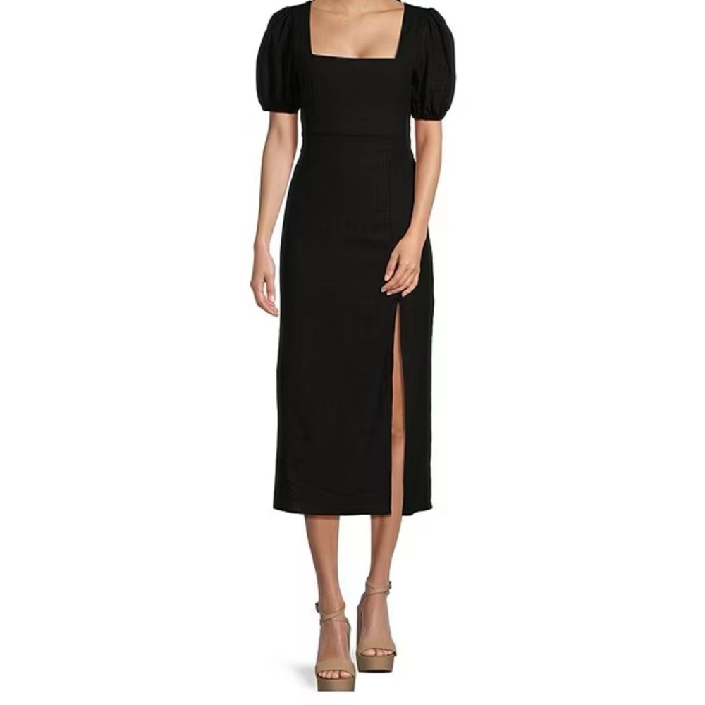 GB Short Sleeve Side Slit Midi Dress